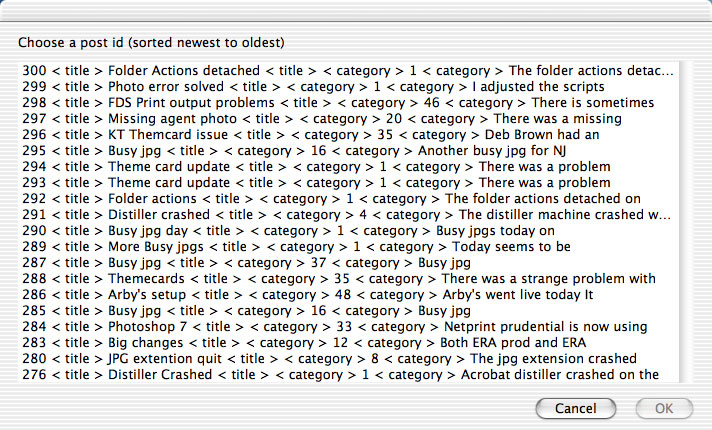 BlogApp edit recent posts dialog