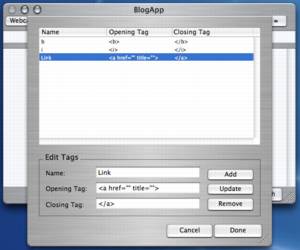 BlogApp edit tags dialog - small view